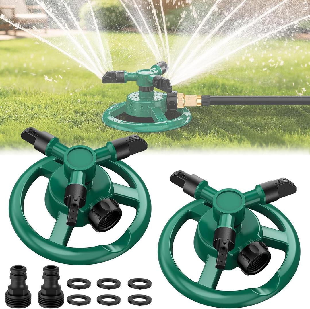 Sprinklers for Yard, Lawn & Garden Sprinkler Automatic 360 Rotating for Large Area Coverage, Grass Water Sprinkler for Water Fun-2PCS