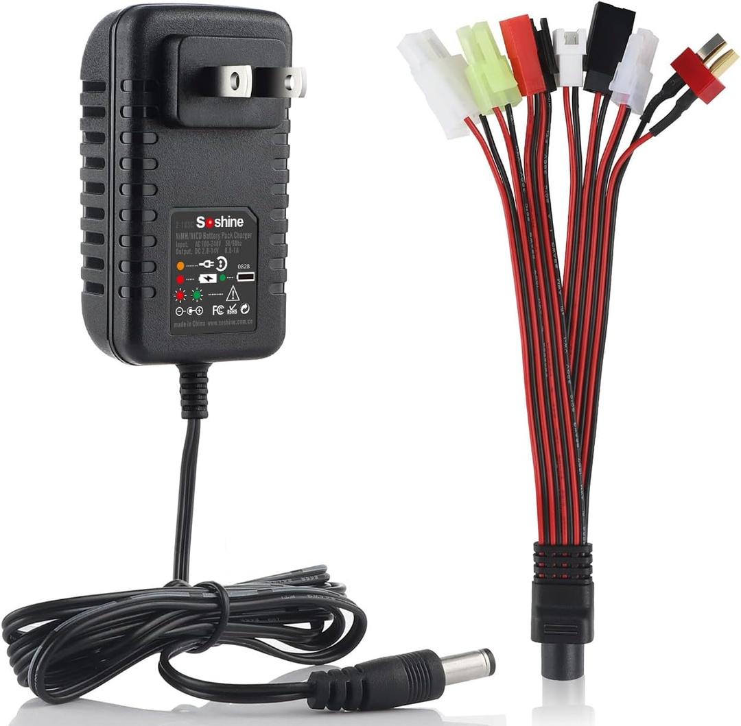 RC Battery Charger for 4.8V 7.2V 8.4V 9.6V NiMH/NiCD Battery Pack, RC Car Charger for Traxxas Battery 2.4V-12V Battery Pack, 2-10 RC Battery Charger for 4.8V 7.2V 8.4V 9.6V NiMH/NiCD Battery Pack, RC Car Charger for Traxxas Battery 2.4V-12V Battery Pack, 2-10