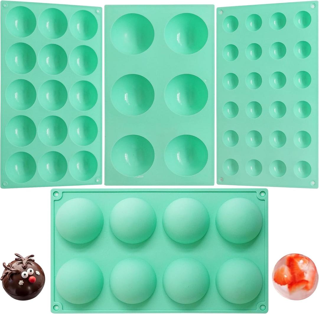 2025 New 4Size Semi Sphere Silicone Chocolate Mold,Round Silicone Baking Mold,Semi Circular Silicone Mold for Making Chocolate, Cake, Jelly, Dome Mousse (6,8,15,24 Cavity)