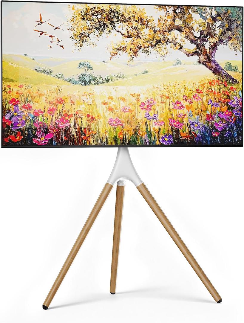 Artistic Easel TV Stand for 43-65 in TVs up to 88 lbs, White