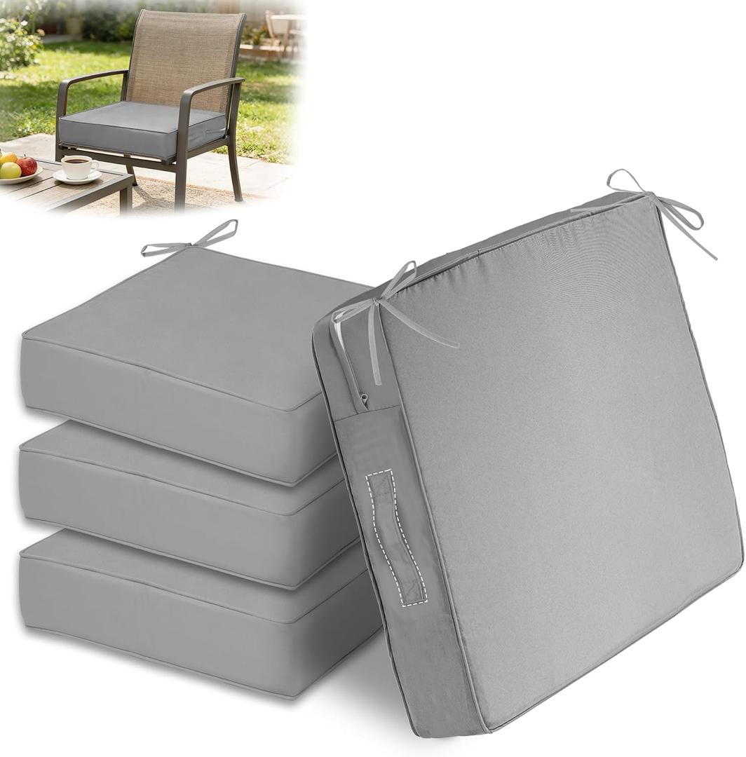 18x16 Outdoor Chair Cushions Set of 4,Furniture Cushion,Light Gray, 4Set-18.5*16
