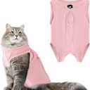 Cat Recovery Suit Anti Licking, Cat Surgery Recovery Suit Female Cats Kitten Onesie After Spay, Cone of Shame Alternative, Post- Surgery Kitten Surgical Clothes for Abdominal Wounds(Pink,M)