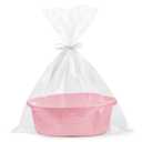 Pro Goleem Small Woven Basket with Gift Bags and Ribbons Durable Baskets for Gifts Empty Small Rope Basket for Storage 12"X 8" X 5" Baby Toy Basket with Handles, Pink
