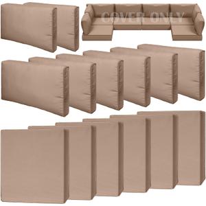 Cethytirko 14 Piece Outdoor Patio Waterproof Cushion Covers, Fits 6-Seat Wicker Rattan Sectional Couch Chair Furniture Cover Replacement Set - Fade-Resistant Patio Cushion Covers with Zipper