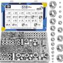 ZQZ 510 Pcs 2 in 1 SAE and Metric Stainless Steel Hex Nut Assortment Kit, 2#56 4#40 6#32 8#32 10#24 10#32 12#24 1/4-20 5/16-18 3/8-16 7/16-14 1/2-13 M2 M2.5 M3 M4 M5 M6 M8 M10 M12 Hardware Nuts Set