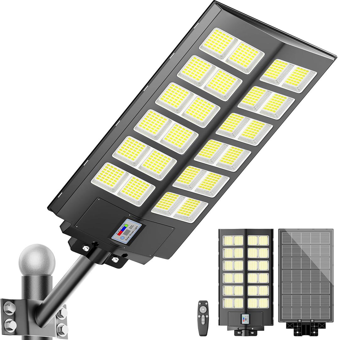 loyoele 9000W Solar Street Lights Outdoor 120000LM, Commercial Parking Lot Light 7000K, Solar Flood Outdoor Lights IP66 Waterproof with Motion Sensor for Road,Garden