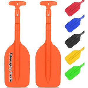 DEDU Boat Paddle Telescoping 2 Pack, Boat Oars Collapsible Emergency Paddle 21"-43" Adjustable, Telescoping Canoe Paddle Aluminum Shaft Anti Slip for Kids and Adults