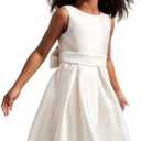 Amatesay Flower Girl Dress Elegant Sleeveless Kids' Satin Dress with Bow Perfect for Special Occasions Size 08