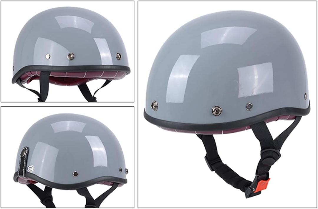 Open Face Motorcycle German Style Half Helmet For Men Women Touring Helmet DOT Approved Light Scooter Moped Helmet Adult Street Cruiser Style Skull Cap Helmet M