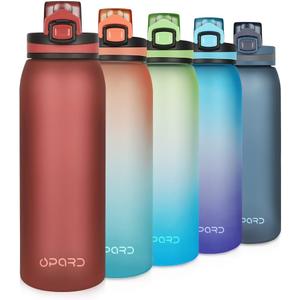 Opard 30oz/32oz Sports Water Bottle with Leak Proof Flip Top Lid BPA Free Tritan Reusable Plastic for Gym and Outdoor, Travel Water Bottle with Straw (Red)