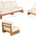 Merax 3 Piece Patio Outdoor Furniture Set, Sofa +2 Chairs, Beige +Teak