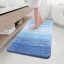 Arotive Microfiber Bathroom Rugs, Shaggy Soft and Absorbent Bath Rug, Non-Slip, Thick Plush Machine Washable Dry Bath Mats for Bathroom, Tub and Shower, 54x24, Light Royal Blue, Rectangular