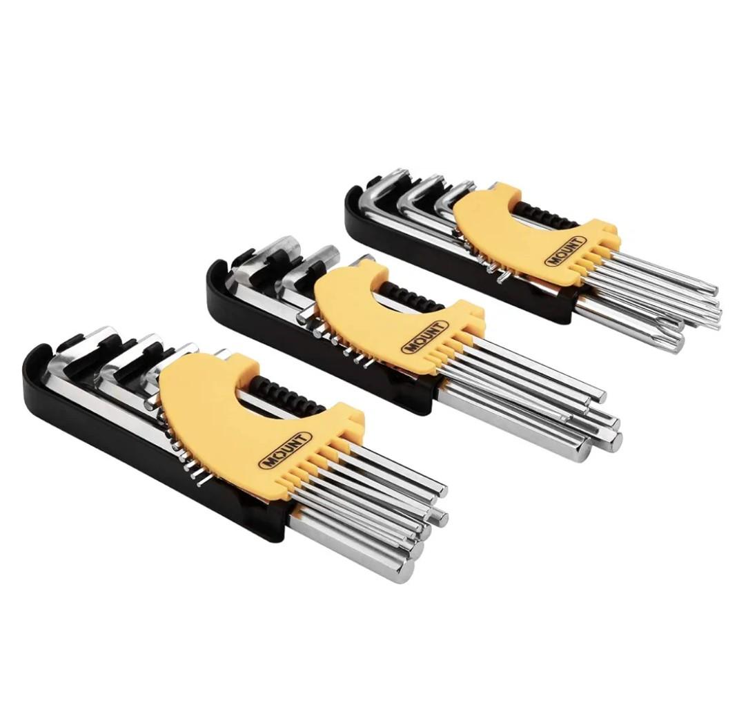 Mount 30PCS Long Arm Hex Key Set, Professional Allen Star Key Wrenches, Cr-V Alloy Steel, Portable Driver Tool Kit with Hinged Carry Case for Home Maintenance and Vehicle Repair, Metric/SAE/Torx