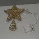 Joiedomi 8 inch Christmas Gold Glitter Star Tree Toppers Metal Lighted with 20 LED Lights for Xmas Decorations, Holiday Party Indoor Decor