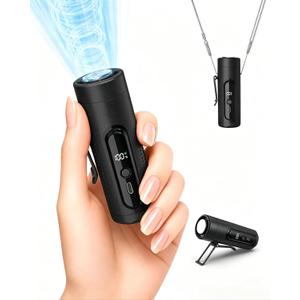 Mini Clip On Handheld Cooling Fan, 17000RPM 5 Speed Small Belt Fan with Ice Cooling Plate, Long Battery & LED Display, Portable Pocket Waist Fan for Travel Camping Hiking, Gifts for Men Women(Black)