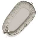 Baby Lounger for Newborn 0-24 Months, Infant Lounger Pillow with Soft Breathable Cotton Cover, Portable Baby Nest Floor Seat for Tummy, Co Sleeping and Travel, Newborn Essentials (Silver)