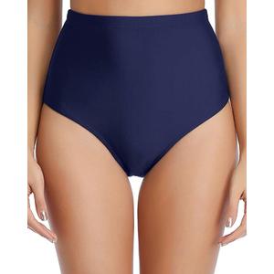 Tempt Me Women Retro High Waisted Bikini Bottoms Tummy Control Swimsuit Bottoms (Blue)