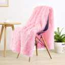LOCHAS Super Soft Shaggy Faux Fur Throw Blanket, Plush Fuzzy Sherpa Throw Blanket for Couch, Cozy Fluffy Pink Blankets for Bed Chair Sofa, 60'' x 80'', Baby Pink