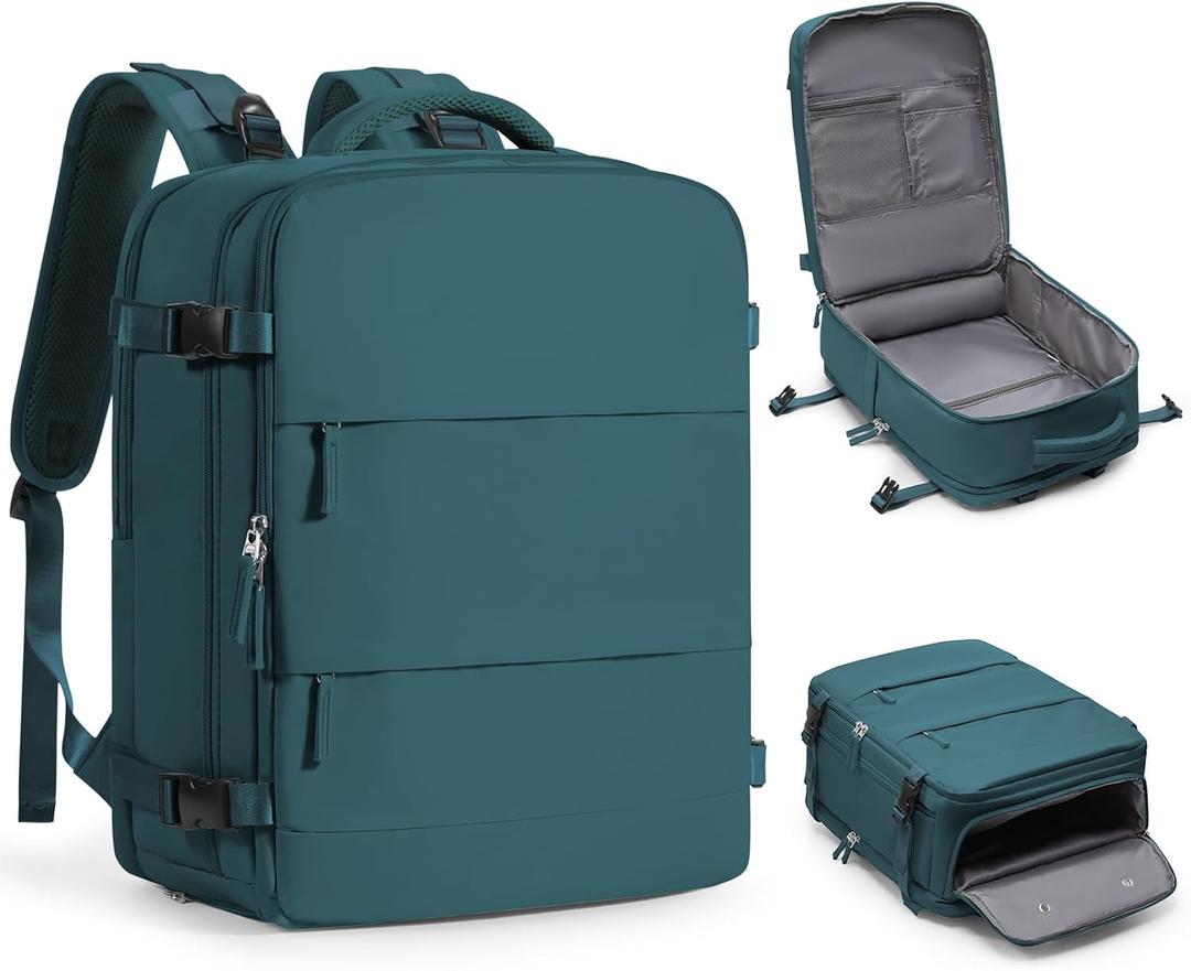 coofay Large Travel Backpack Carry on Flight Approved Mochila De Viaje Carry on Backpack for Airplanes Spirit Airlines Personal Item Bag 18x14x8 Inches Travel Bag Traveling Backpack for Women Men (A-peacock Blue)