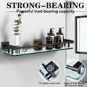 Bathroom Glass Shelf 20IN Rectangular Stainless Steel Tempered Glass Shelves Modern Stainless Steel Wall Mount Bathroom Shelf (Matte Black, 20‘’), 20'' with Railing