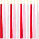 Baquler 12 Pcs 11''Valentines Day Flameless Taper Candle LED Pink Red White Battery Operated Candlestick Plastic Flickering Gift for Romantic Night Anniversary Proposal Wedding Table Centerpiece Decor