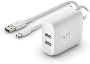 Belkin 24W Dual Port USB Wall Charger w/ USB-C Cable Included - Fast Charging iPhone 16 Charger for Power Bank, iPad & iPad Pro, Samsung Galaxy S25, Google Pixel, & More