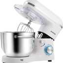 Aucma Stand Mixer,6.5-QT 660W 6-Speed Tilt-Head Food Mixer, Kitchen Electric Mixer with Dough Hook, Wire Whip & Beater (Silver, 6.5QT)