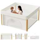 Foldable Baby Playpen, 59x59 Foldable Play Pen for Babies and Toddlers, Portable Playpen Indoor Outdoor, Kids Safety Area Travel Play Yard with Storage Bag White