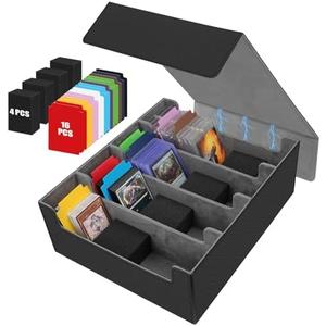 AOBOPLE 3400+ Trading Card Storage Box,Storage Box for Top Loaders Hold 616+,PU Magnetic Card Box with 16 Dividers&4 Supporters for MTG/TCG Sport Cards