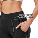 Leggings with Pockets for Girls Solid Black Stretch High Waist Tummy Control Workout Dance Bootcut Yoga Pants (Black)