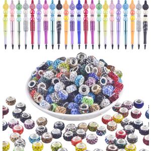 Large Hole Rhinestone Beads for Pens & Keychains - 100pcs Multicolor 12mm Spacer Beads for Jewelry Making