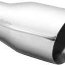 Double Wall Exhaust tip - 2.5" ID x 3.5" OD x 7"L - Weld On Muffler Tail Pipe Stainless Steel to give Chrome Effect