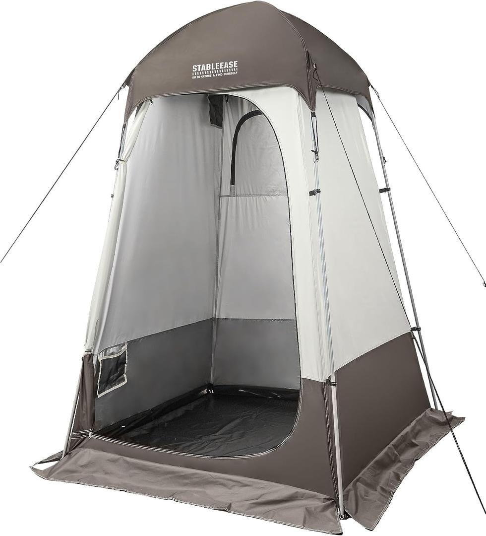 Portable Camping Shower Tent 7.8FT - Outdoor Shower Enclosure & Toilet Tent with Mesh Floor, Carry Bag, Lightweight Sturdy Easy Setup for Camping Beach Hiking Travel, Privacy Shelter Changing Room