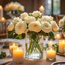 TBWIND 2Pcs Glass Cylinder Vases for Centerpieces, 6" x 4.7" Wide Mouth Flower Vase Hurricane Glass Candle Holders, Clear Vases Bulk with 2 Floral Tapes for Floating Candles Wedding Party Home Decor