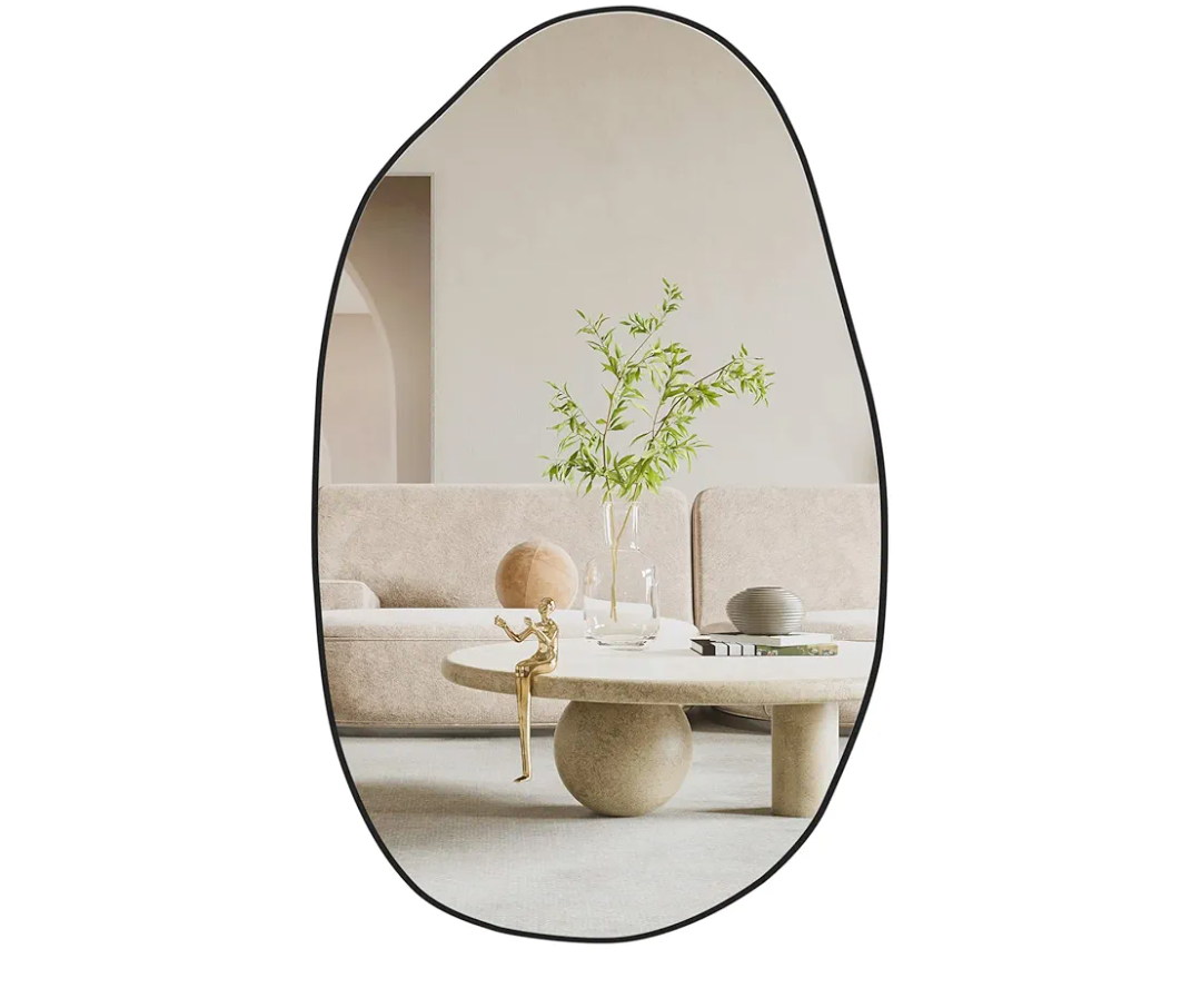 CASSILANDO Irregular Asymmetrical Mirror Wall Mounted, Unique Vanity Mirror,Shaped Dressing Mirror Decorative for Living Room, Bathroom, Bedroom, Entryway Wall Decor, 33.5"×20.5"