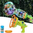 Bubble Gun Bubble Machine Dinosaur Bubble Blower Toy for Kids and Toddlers Bubble in Bubble Gun Party Favors Birthday Christmas Easter Gift for 3 4 5 6 7 8 9 Years Old Boys and Girls (Green)