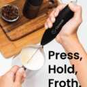 Milk Frother Wand & Electric Stirrer with Stand - Turbo Coffee & Milk Frother Handheld - Hand Held Coffee Mixer Wand & Cold Foam Maker for Frothy Cappuccinos, Lattes & Drink Mixes at Home (Black)