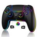 SZDILONG Wireless Controller with 7 Colors RGB Light for PS5 Pro/Slim,MAC,iOS,Steam,PC Windows/Android 10 and Above,Support Turbo/Programmable/Microphone/Dual Vibration, with 3.5mm Audio Jack, Black