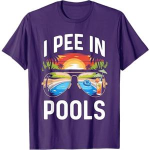 I Pee in Pools Shirt Funny Vacation Pool Party T-Shirt L