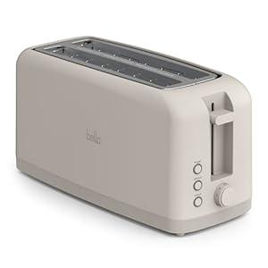 bella 2 Slice Slim Toaster, Fitsanywhere™ Kitchenware, 6 Setting Shade Control with Reheat & Cancel Buttons, Fits sourdough, 10” Long Slot, Anti Jam & Auto Shutoff, 900 Watt, Oatmilk