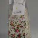 Farmhouse Cotton Linen Tier Curtain 15.7 Inch Long Elegant Floral Lace Window Valance Kitchen Bathroom Short Curtain, 1 Panel, Blooming Roses on Beige