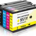 4 Pack 950XL 951XL Ink Cartridges Combo Pack Replacement for HP 950 951 Ink Cartridges for HP OfficeJet Pro 8100 8110 8600 8610 8615 8616 8620 8625 8630 8640 8660 251DW 276DW 271DW, (BK, C, M, Y)