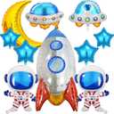 10pcs Astronaut Rocket Balloons, space themed party decorations for Kids, Universe Party Decorations,Outer Space Balloon for Baby Shower Universe Themed Birthday Party Decor