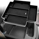 Console Console Organizer Storage Tray Accessories fits for 2024 2023 2022 2021 GMC Yukon Chevy Tahoe Suburban Only Fit for Power Sliding Console (Grey)