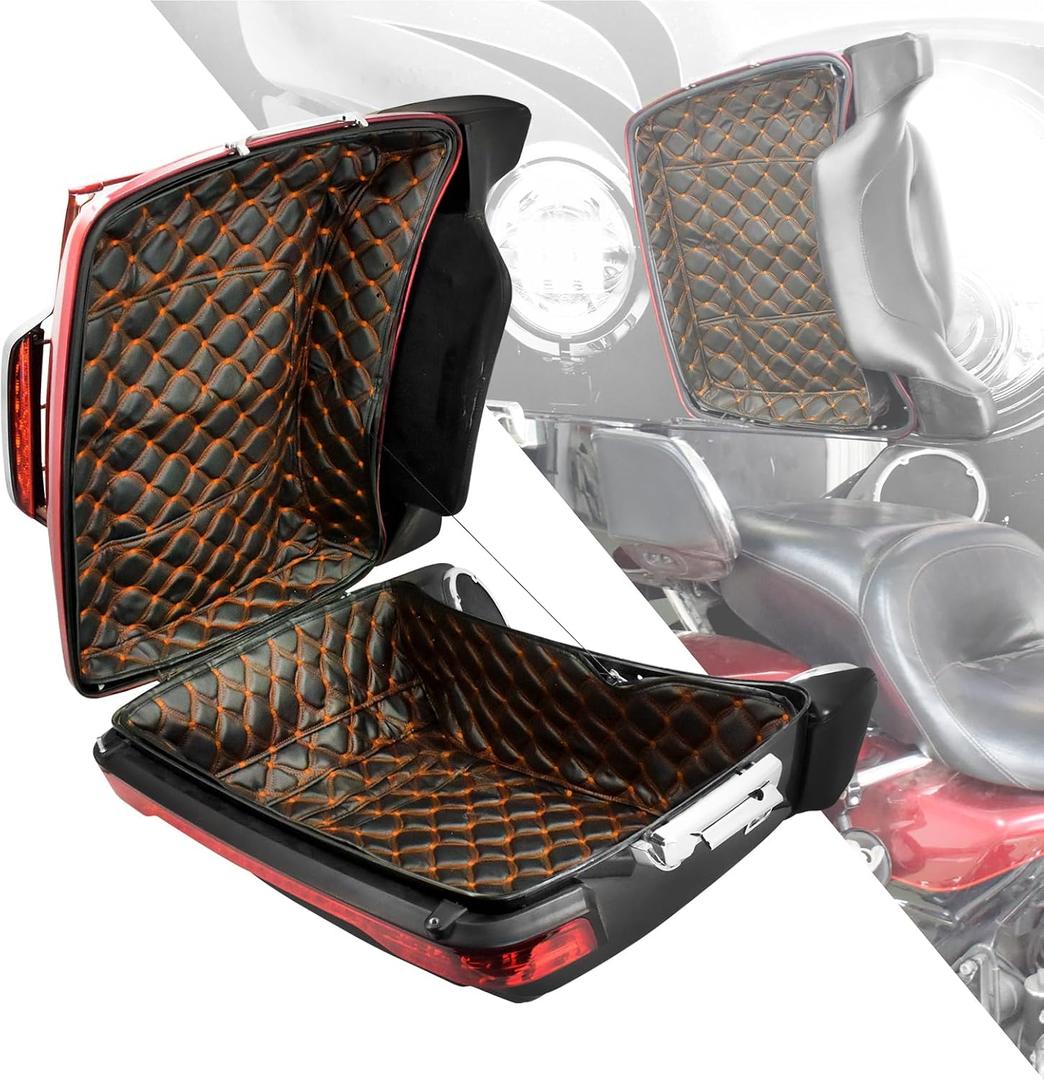 King Tour Pack Liners Touring Pak Inserts Fit for Harley Touring Electra Road King Street Glide Ultra Limited 2014-Later (Floral Orange Stitching)