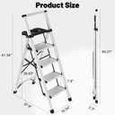 4 Step Ladder with Tool Tray - 600lbs Heavy Duty Lightweight Step Stool with Extended Handrails, Work Platform for Home Maintenance & DIY Projects