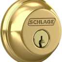 SCHLAGE B60N505 Deadbolt, Keyed 1 Side, Bright Brass