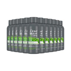 DOVE MEN + CARE Fortifying 2 in 1 Shampoo and Conditioner for Normal to Oily Hair Fresh and Clean with Caffeine Helps Strengthen Thinning Hair 3 oz (Pack of 12)