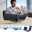 14'' Triple Laptop Screen Extender, 1080P FHD Portable Monitor for 14"-17" Laptop with USB-C/HDMI Port, Plug-Play Monitor Extender for Triple Display for Mac/Windows Remote Work & Multitasking