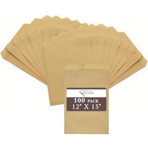 RJ Displays 100 Pack Brown Kraft Paper Merchandise Tote Bags | Small Paper Gift Shopping Bags Bulk for Magazines, Books, Party Favors, Retail Sales Tote Bags for Packaging 12" x 15" Inch (Brown)
